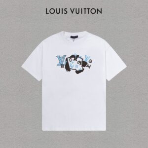 P70 LV/路易威登 印花Logo百搭潮流短袖T恤男女同款 吊牌 领标 水洗唛 三标齐全 定织定染280克精梳棉面料 尺码：S-XXL 颜色：黑色，白色，藏青色
