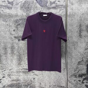 P75 DIOR* 迪奥* 2026新款 精致绣花小logo 300g短袖t恤 宽松版型男女同款 尺码 S M L XL XXL 黑色 白色 紫色 湖水绿