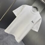 P70 Dior* 迪奥* 2026春夏新款短袖T恤 定制纯棉字母logo植绒 颜色：黑色 白色 棕色 深红 码数：S M L XL XXL