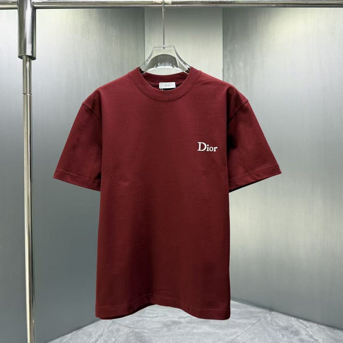 P70 Dior* 迪奥* 2026春夏新款短袖T恤 定制纯棉字母logo植绒 颜色：黑色 白色 棕色 深红 码数：S M L XL XXL