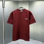 P70 Dior* 迪奥* 2026春夏新款短袖T恤 定制纯棉字母logo植绒 颜色：黑色 白色 棕色 深红 码数：S M L XL XXL