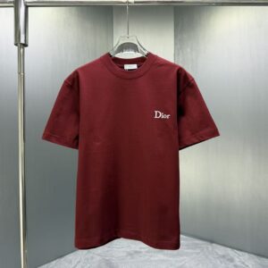 P70 Dior* 迪奥* 2026春夏新款短袖T恤 定制纯棉字母logo植绒 颜色：黑色 白色 棕色 深红 码数：S M L XL XXL
