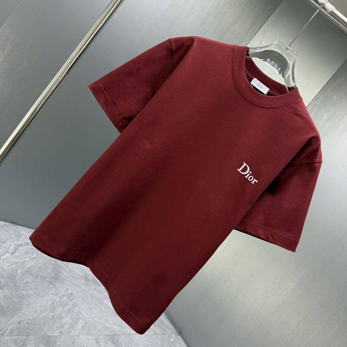 P70 Dior* 迪奥* 2026春夏新款短袖T恤 定制纯棉字母logo植绒 颜色：黑色 白色 棕色 深红 码数：S M L XL XXL