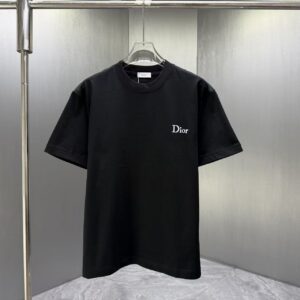 P70 Dior* 迪奥* 2026春夏新款短袖T恤 定制纯棉字母logo植绒 颜色：黑色 白色 棕色 深红 码数：S M L XL XXL
