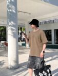 P75 Dio～胸前字母刺绣 《区别通货面料》 7a抗菌短袖tee 上身十分舒适，男女同款半袖，落肩宽松版型 颜色: 黑色 白色 咖啡色 尺码：S（90-130斤） M（125-150斤） L（135-165斤） XL（160-190斤） XXL（185-220斤）