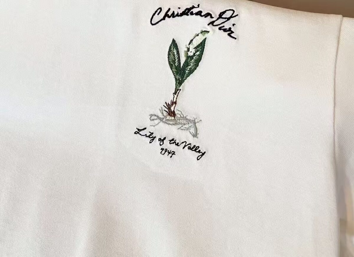 P65 DIOR迪奥 刺绣款 2026春夏经典圆领短袖T恤采用280克双纱精棉，衣服偏厚使整体高透气和柔软性，高版本，三标齐全！男女同款 颜色：白色 黑色 灰色 杏色 -尺码：S M L XL