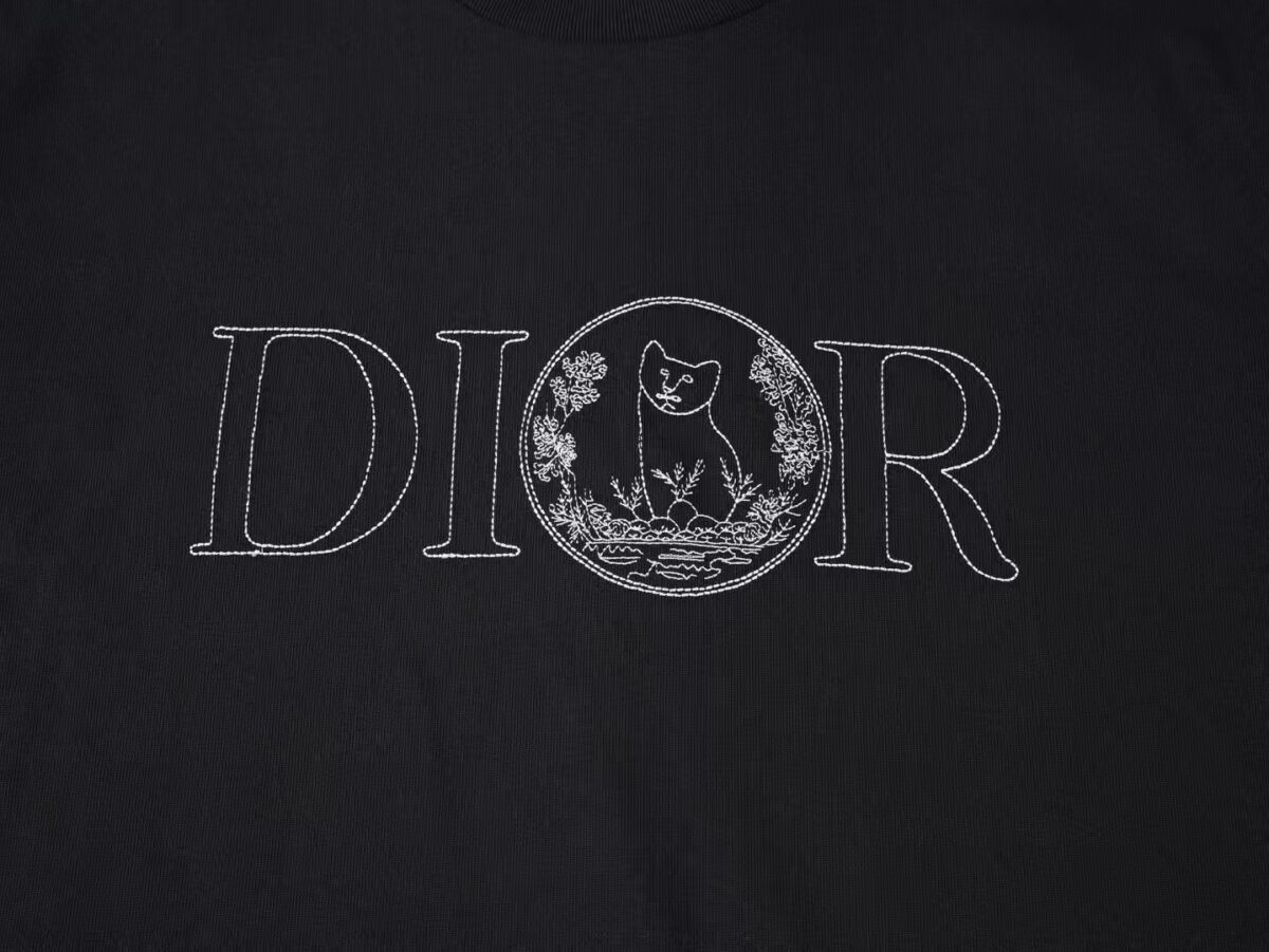 P65 DIOR迪奥 刺绣款 2026春夏经典圆领短袖T恤采用280克双纱精棉，衣服偏厚使整体高透气和柔软性，高版本，三标齐全！男女同款 颜色：白色 黑色 灰色 杏色 -尺码：S M L XL