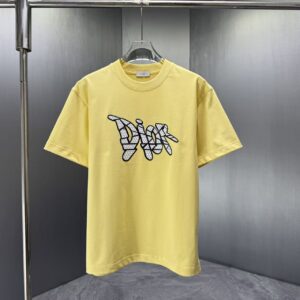 P75 Dior* 迪奥* 2026春夏新款短袖T恤 定制纯棉字母logo厚板 颜色：黑色 白色 巧色 黄色 码数：S M L XL XXL