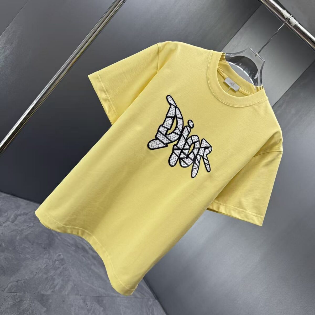 P75 Dior* 迪奥* 2026春夏新款短袖T恤 定制纯棉字母logo厚板 颜色：黑色 白色 巧色 黄色 码数：S M L XL XXL