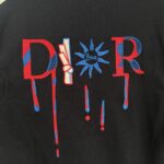 P75 款号TM1068 Dior 迪奥红标涂鸦太阳刺绣圆领短袖 面料：280克32支双纱纯棉面料 工艺：重工精梳棉 螺纹同缸同色 整体不会有色差 当下热度爆款 男女情侣款 定制原版一致辅料 三标齐全 os宽松版型 最大可穿到200斤左右 颜色：黑色 白色 尺码：S M L XL