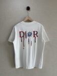 P75 款号TM1068 Dior 迪奥红标涂鸦太阳刺绣圆领短袖 面料：280克32支双纱纯棉面料 工艺：重工精梳棉 螺纹同缸同色 整体不会有色差 当下热度爆款 男女情侣款 定制原版一致辅料 三标齐全 os宽松版型 最大可穿到200斤左右 颜色：黑色 白色 尺码：S M L XL