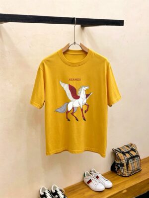 P70 品牌： 爱马仕 (胖子福音)原单男士休闲短袖T恤，2026春夏新品，定制胸前顶级logo 工艺、搭配整件细节 品质及剪裁设计都堪称一流，定制进口丝光棉面料！型格十足，配色轻熟百搭。M-5XL(穿到220斤)