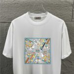 P75 Herme*爱马仕* 2026 春夏新款 经典方框烫画工艺 定制双纱平纹纯棉面料 短袖T恤 男女同款 颜色 ：黑色 白色 安哥拉红色 尺码： S （90-130斤） M （120-150斤） L （140-165斤） XL （160-180斤） XXL （180-210斤）
