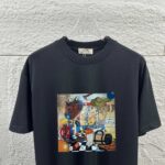 P75 Herme*爱马仕* 2026 春夏新款 经典方框烫画工艺 定制双纱平纹纯棉面料 短袖T恤 男女同款 颜色 ：黑色 花灰色 安哥拉红色 尺码： S （90-130斤） M （120-150斤） L （140-165斤） XL （160-180斤） XXL （180-210斤）