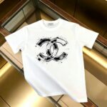 P85 CHANEL 香奈儿 新款 面料升级 300g纯棉 印花短袖T恤 颜色：黑色 白色尺码：XS~L - 副本
