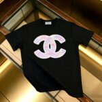 P85 CHANEL 香奈儿 新款 面料升级 300g纯棉 印花短袖T恤 颜色：黑色 白色尺码：XS~L - 副本 (2)