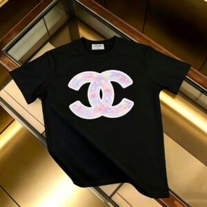 P85 CHANEL 香奈儿 新款 面料升级 300g纯棉 印花短袖T恤 颜色：黑色 白色尺码：XS~L - 副本 (2)
