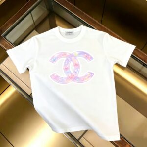 P85 CHANEL 香奈儿 新款 面料升级 300g纯棉 印花短袖T恤 颜色：黑色 白色尺码：XS~L - 副本 (3)