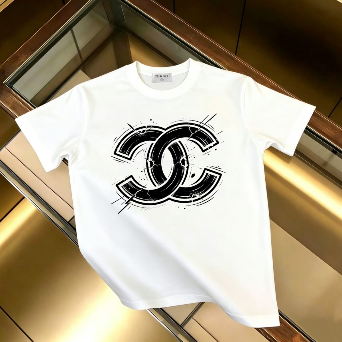 P85 CHANEL 香奈儿 新款 面料升级 300g纯棉 印花短袖T恤 颜色：黑色 白色尺码：XS~L - 副本 (7)