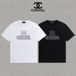 P70 Chanel/香奈儿 印花Logo百搭潮流圆领短袖T恤男女同款 吊牌 领标 水洗唛 三标齐全 尺码：S-XXL 颜色：黑色，白色