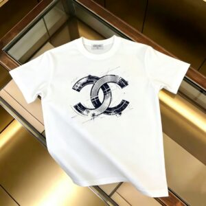 P85 CHANEL 香奈儿 新款 面料升级 300g纯棉 印花短袖T恤 颜色：黑色 白色尺码：XS~L - 副本 (11)