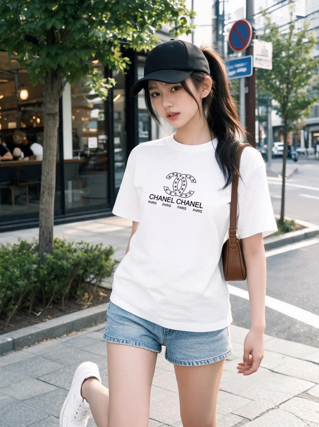 P70 Chanel/香奈儿 印花Logo百搭潮流圆领短袖T恤男女同款 吊牌 领标 水洗唛 三标齐全 尺码：S-XXL 颜色：黑色，白色