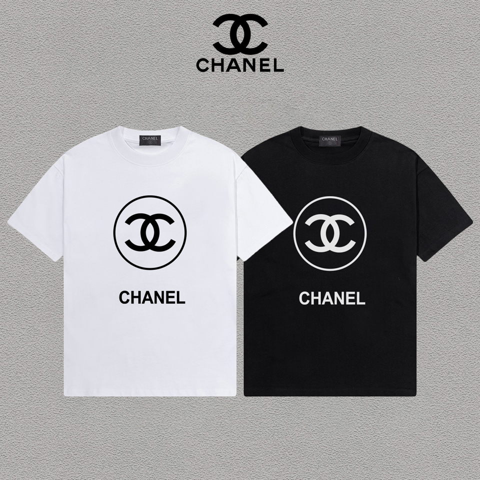P70 Chanel/香奈儿 印花Logo百搭潮流圆领短袖T恤男女同款 吊牌 领标 水洗唛 三标齐全 尺码：S-XXL 颜色：黑色，白色
