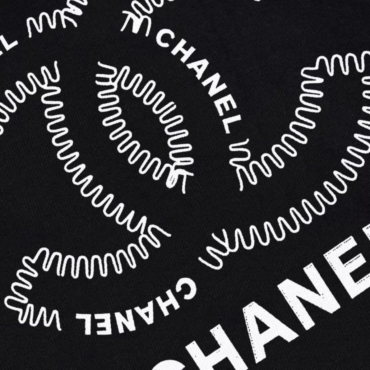 P85 CHANEL 香奈儿 新款 面料升级 300g纯棉 印花短袖T恤 颜色：黑色 白色尺码：XS~L - 副本 (16)