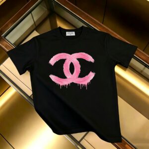 P85 CHANEL 香奈儿 新款 面料升级 300g纯棉 印花短袖T恤 颜色：黑色 白色尺码：XS~L - 副本 (22)