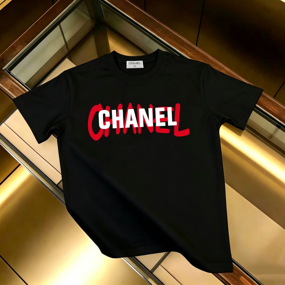 P85 CHANEL 香奈儿 新款 面料升级 300g纯棉 印花短袖T恤 颜色：黑色 白色尺码：XS~L - 副本 (24)