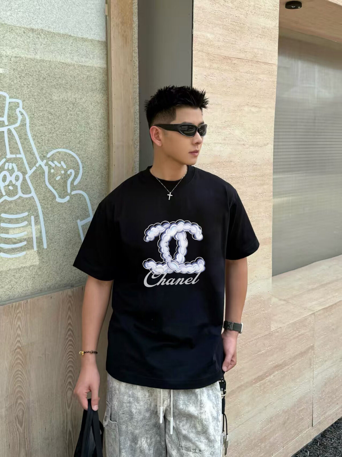 P70 Chanel/香奈儿 印花Logo百搭潮流圆领短袖T恤男女同款 吊牌 领标 水洗唛 三标齐全 尺码：S-XXL 颜色：黑色，白色