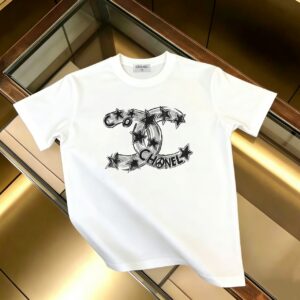 P85 CHANEL 香奈儿 新款 面料升级 300g纯棉 印花短袖T恤 颜色：黑色 白色尺码：XS~L - 副本 (27)