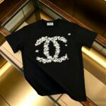 P85 CHANEL 香奈儿 新款 面料升级 300g纯棉 印花短袖T恤 颜色：黑色 白色尺码：XS~L - 副本 (32)
