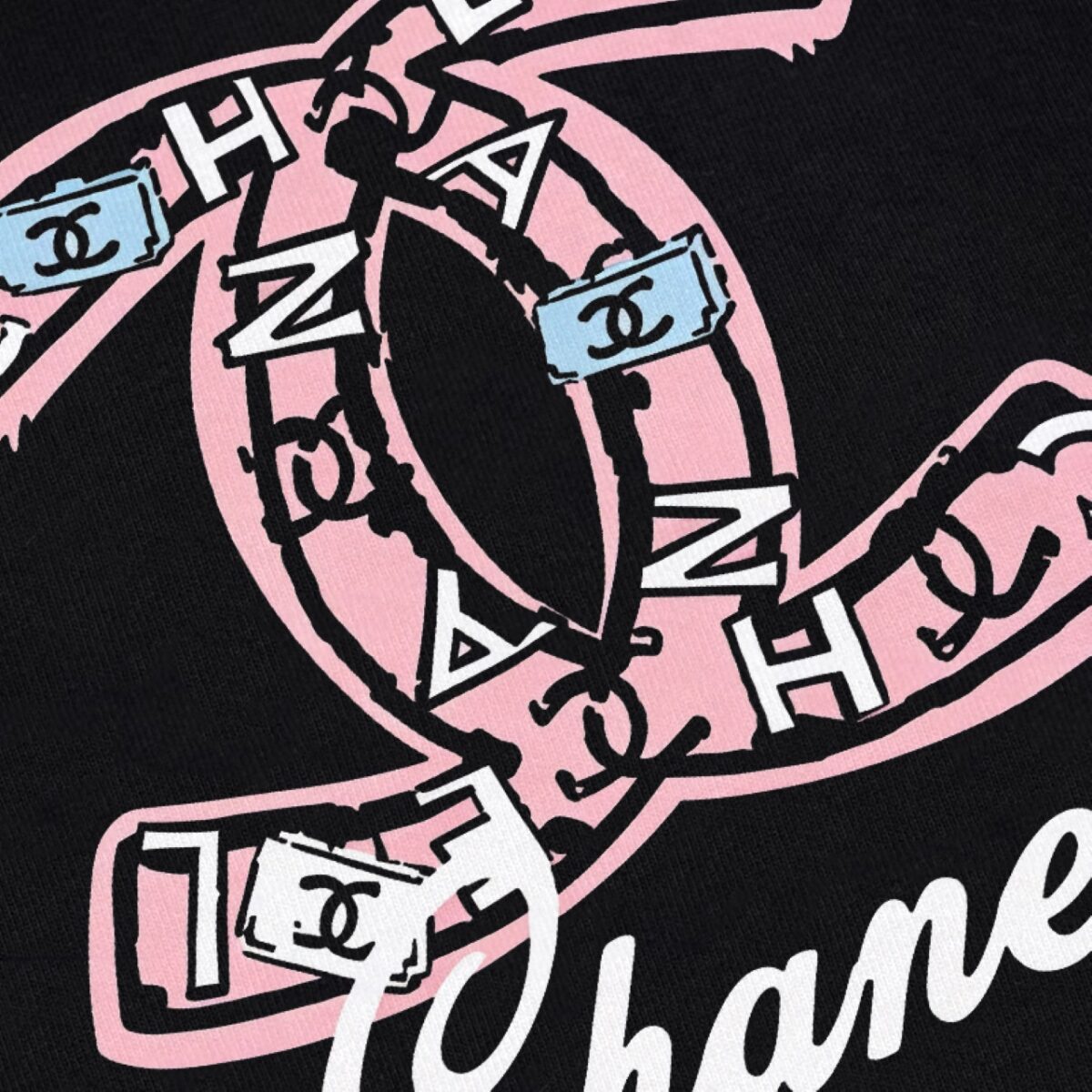 P85 CHANEL 香奈儿 新款 面料升级 300g纯棉 印花短袖T恤 颜色：黑色 白色尺码：XS~L - 副本 (34)
