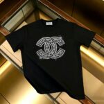P85 CHANEL 香奈儿 新款 面料升级 300g纯棉 印花短袖T恤 颜色：黑色 白色尺码：XS~L - 副本 (36)