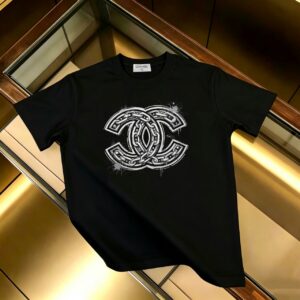 P85 CHANEL 香奈儿 新款 面料升级 300g纯棉 印花短袖T恤 颜色：黑色 白色尺码：XS~L - 副本 (36)