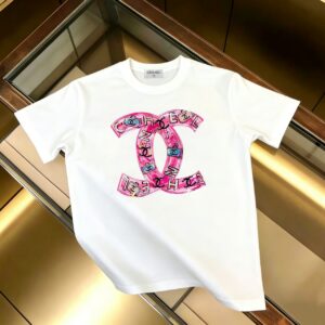 P85 CHANEL 香奈儿 新款 面料升级 300g纯棉 印花短袖T恤 颜色：黑色 白色尺码：XS~L - 副本 (39)