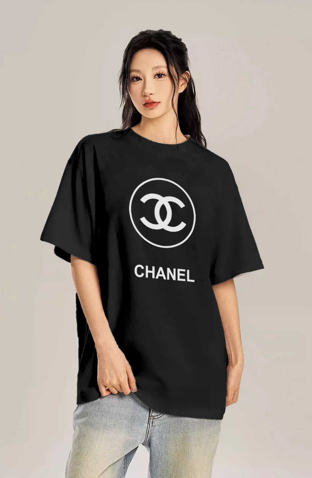 P70 Chanel/香奈儿 印花Logo百搭潮流圆领短袖T恤男女同款 吊牌 领标 水洗唛 三标齐全 尺码：S-XXL 颜色：黑色，白色