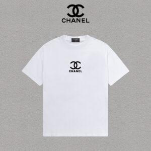 P70 Chanel/香奈儿 印花Logo百搭潮流圆领短袖T恤男女同款 吊牌 领标 水洗唛 三标齐全 尺码：S-XXL 颜色：黑色，白色