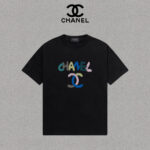 P70 Chanel/香奈儿 印花Logo百搭潮流圆领短袖T恤男女同款 吊牌 领标 水洗唛 三标齐全 尺码：S-XXL 颜色：黑色，白色