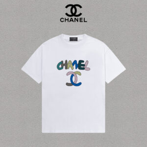 P70 Chanel/香奈儿 印花Logo百搭潮流圆领短袖T恤男女同款 吊牌 领标 水洗唛 三标齐全 尺码：S-XXL 颜色：黑色，白色
