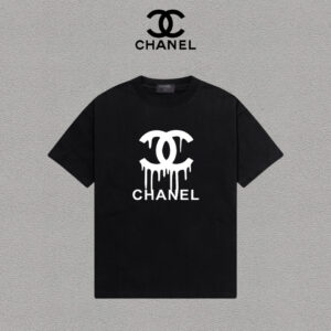 P70 Chanel/香奈儿 印花Logo百搭潮流圆领短袖T恤男女同款 吊牌 领标 水洗唛 三标齐全 尺码：S-XXL 颜色：黑色，白色