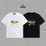 P70 Fendi/芬迪 印花Logo百搭潮流短袖T恤男女同款 吊牌 领标 水洗唛 三标齐全 定织定染280克精梳棉面料 尺码：S-XXL 颜色：黑色，白色