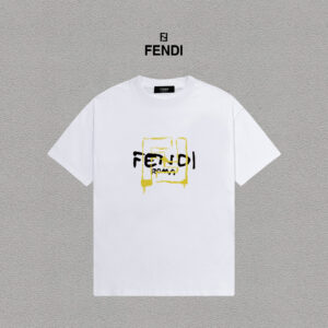 weigou_192752_0_133471879a P70 Fendi/芬迪 印花Logo百搭潮流短袖T恤男女同款 吊牌 领标 水洗唛 三标齐全 定织定染280克精梳棉面料 尺码:S-XXL 颜色:黑色,白色