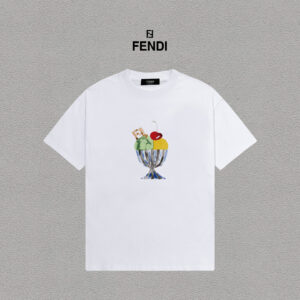 weigou_192832_0_8e59619854 P70 Fendi/芬迪 印花Logo百搭潮流短袖T恤男女同款 吊牌 领标 水洗唛 三标齐全 定织定染280克精梳棉面料 尺码:S-XXL 颜色:黑色,白色