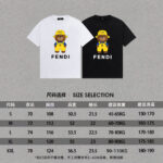 P70 Fendi/芬迪 印花Logo百搭潮流短袖T恤男女同款 吊牌 领标 水洗唛 三标齐全 定织定染280克精梳棉面料 尺码：S-XXL 颜色：黑色，白色