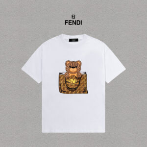 weigou_193116_0_46c33187f1 P70 Fendi/芬迪 印花Logo百搭潮流短袖T恤男女同款 吊牌 领标 水洗唛 三标齐全 定织定染280克精梳棉面料 尺码:S-XXL 颜色:黑色,白色