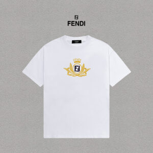 weigou_193474_0_1a5cd925e8 P70 Fendi/芬迪 印花Logo百搭潮流短袖T恤男女同款 吊牌 领标 水洗唛 三标齐全 定织定染280克精梳棉面料 尺码:S-XXL 颜色:黑色,白色