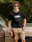 P70 Fendi/芬迪 印花Logo百搭潮流短袖T恤男女同款 吊牌 领标 水洗唛 三标齐全 定织定染280克精梳棉面料 尺码：S-XXL 颜色：黑色，白色