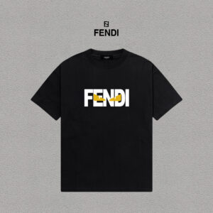 weigou_193613_0_62d4aed889 P70 Fendi/芬迪 印花Logo百搭潮流短袖T恤男女同款 吊牌 领标 水洗唛 三标齐全 定织定染280克精梳棉面料 尺码:S-XXL 颜色:黑色,白色